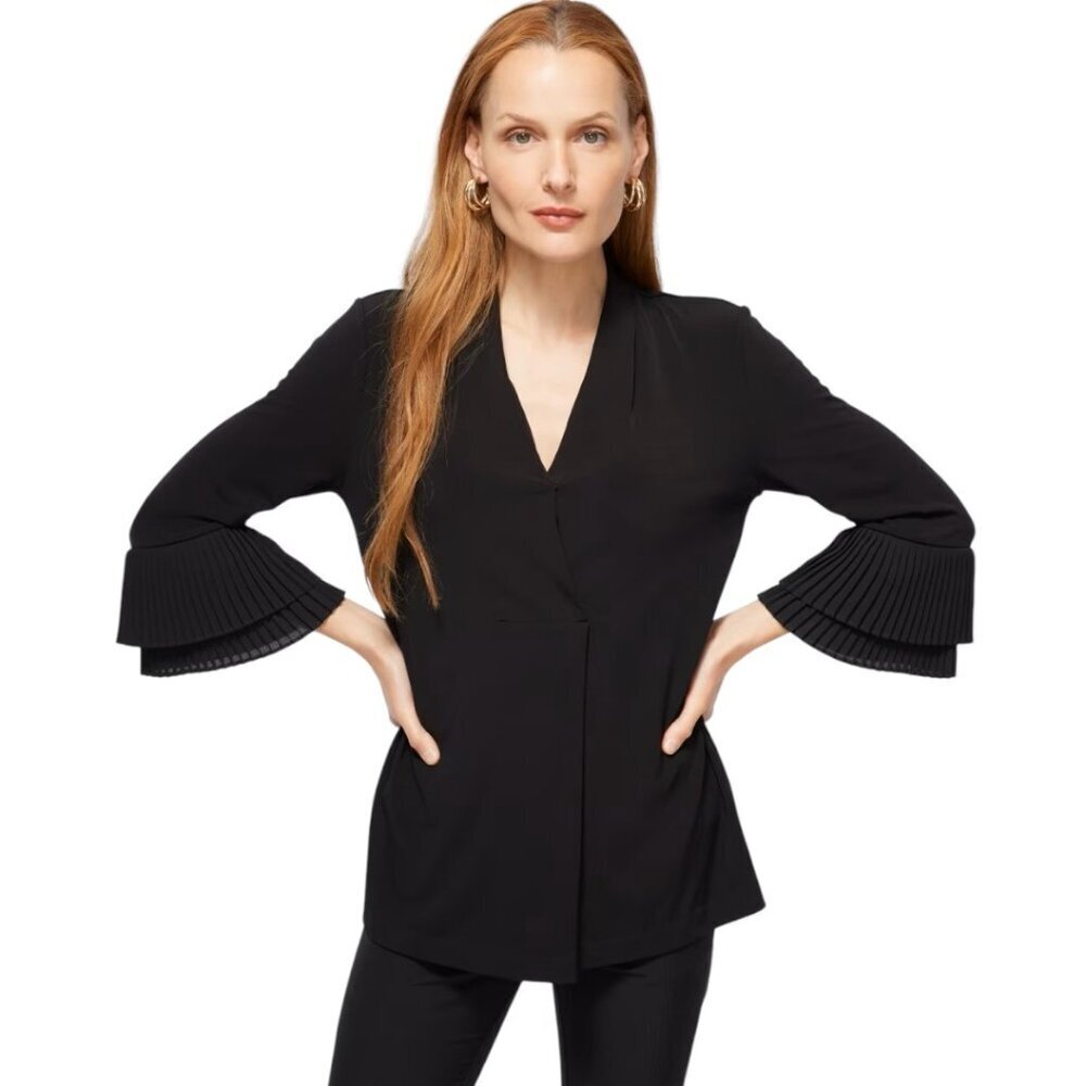 Chico's Black Label Pleat Cuff Top - Large - Black NWT